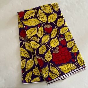 Floral Yellow and Red Purple Multicolor Cotton Floral Fabric
